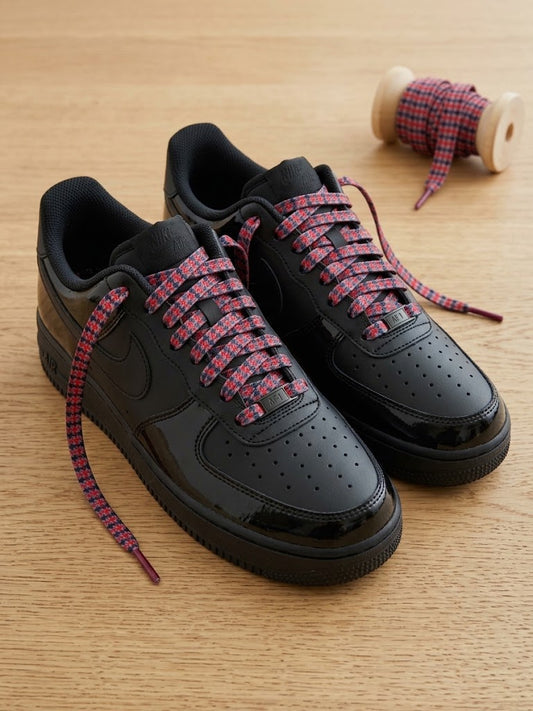 Lacets imprimés Tartan Rock Rouge & Gris - Edition limitée