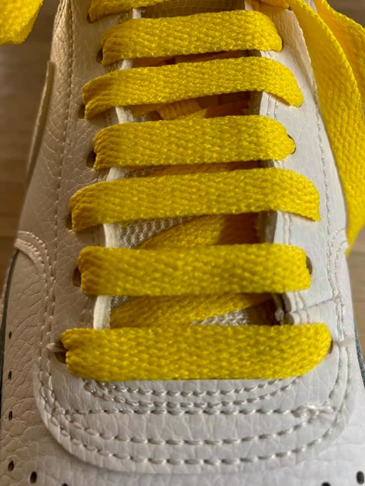 Lacets plats jaunes pour chaussures et Sneakers en matière recyclée