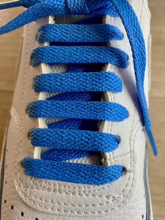 Azure blue flat laces for sneakers and trainers | CrazyLace