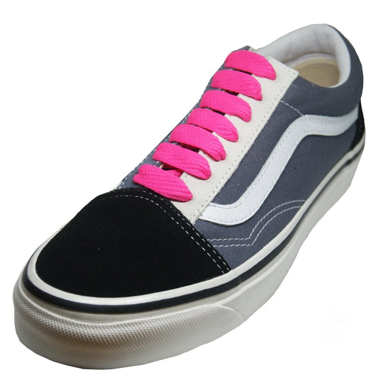 Lacets plats larges skateboard rose fluo