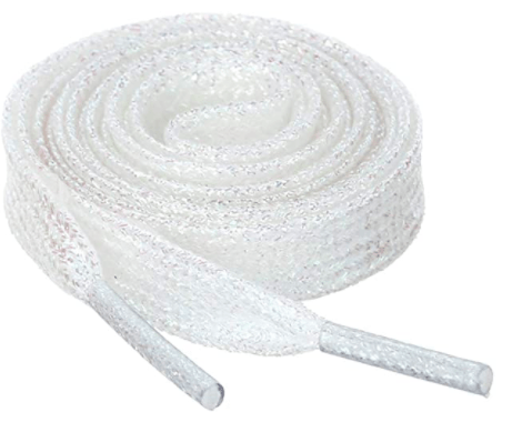 White glittery Lurex flat laces