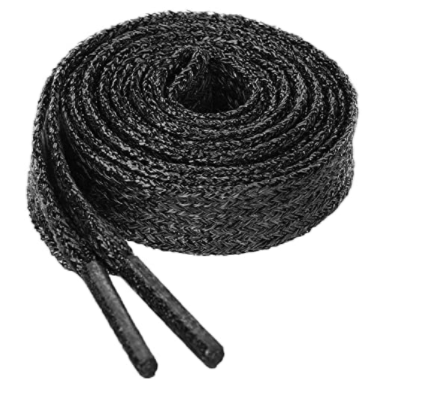 Lacets plats paillettes noirs en Lurex