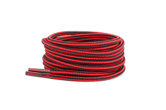 Red and black round trekking laces