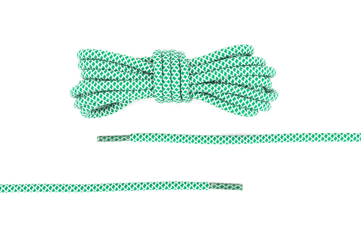 Pine green and white round Rope Laces