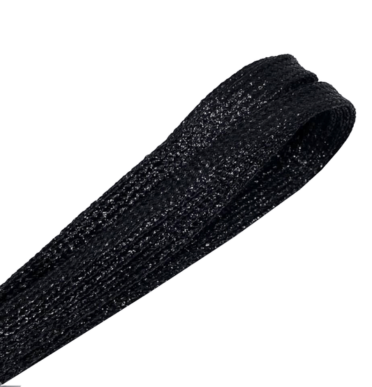 Lacets plats fins à paillettes noir profond