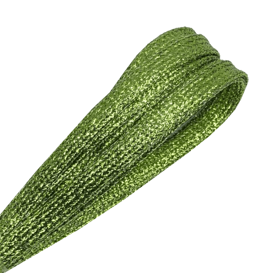 Lacets plats fins à paillettes thé vert