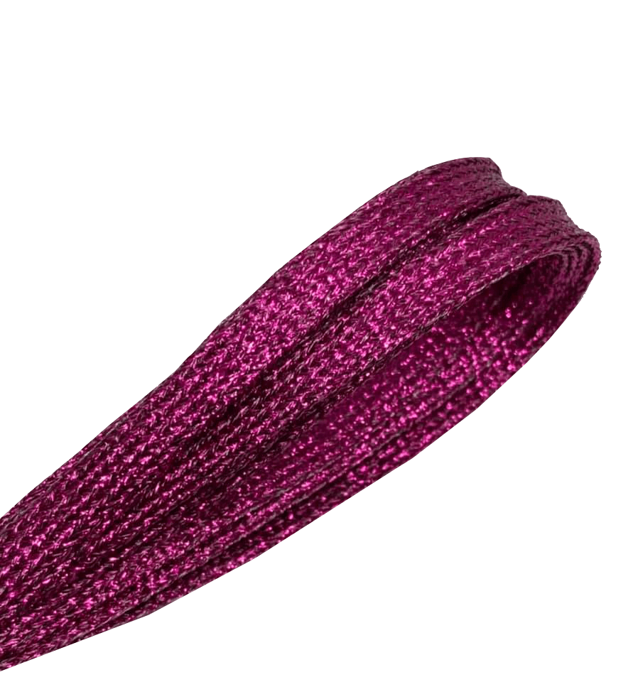 Lacets plats fins à paillettes rose fuchsia