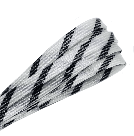 Lacets plats fins paillettes bicolore blanc et noir