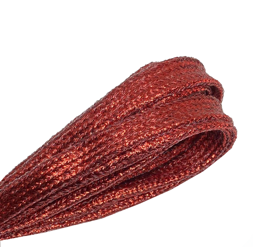 Red glittery Lurex flat laces
