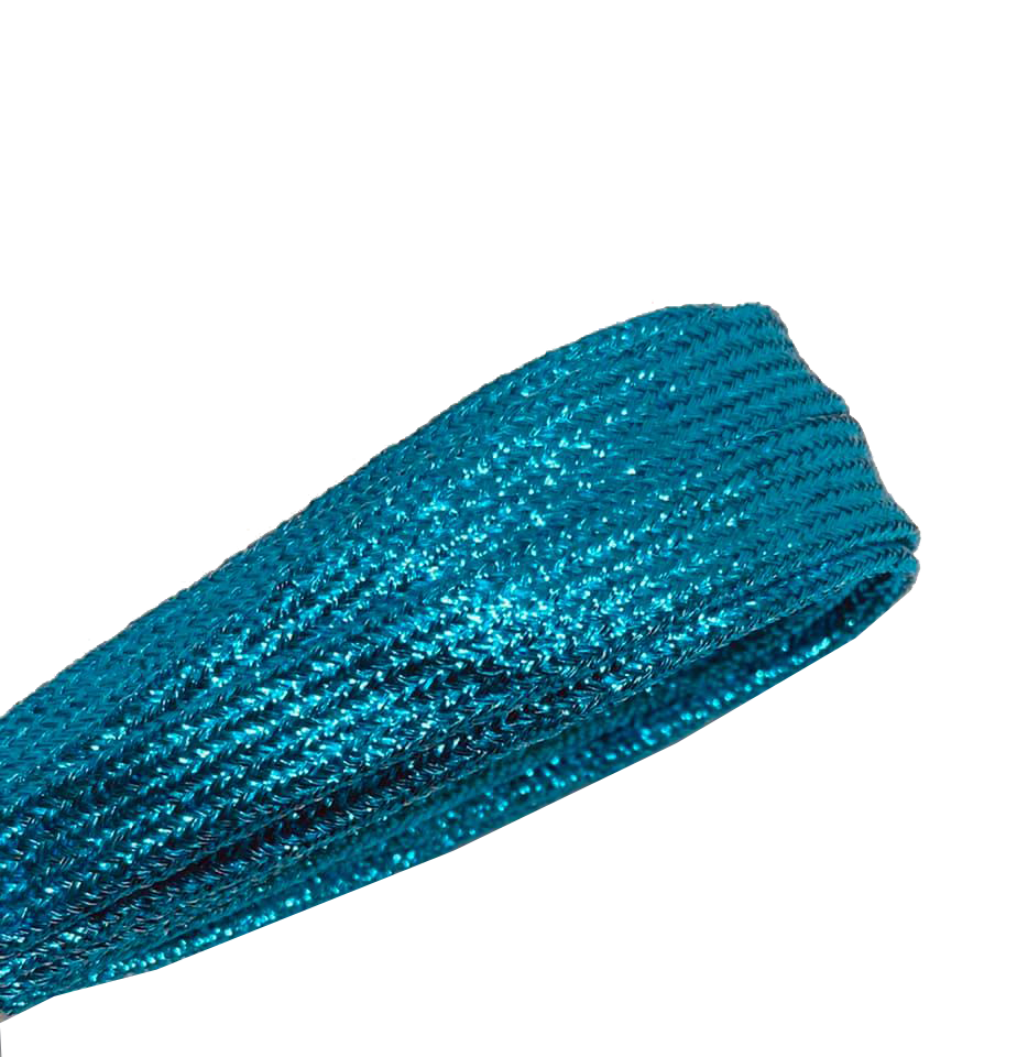 Turquoise blue glitter Lurex flat laces