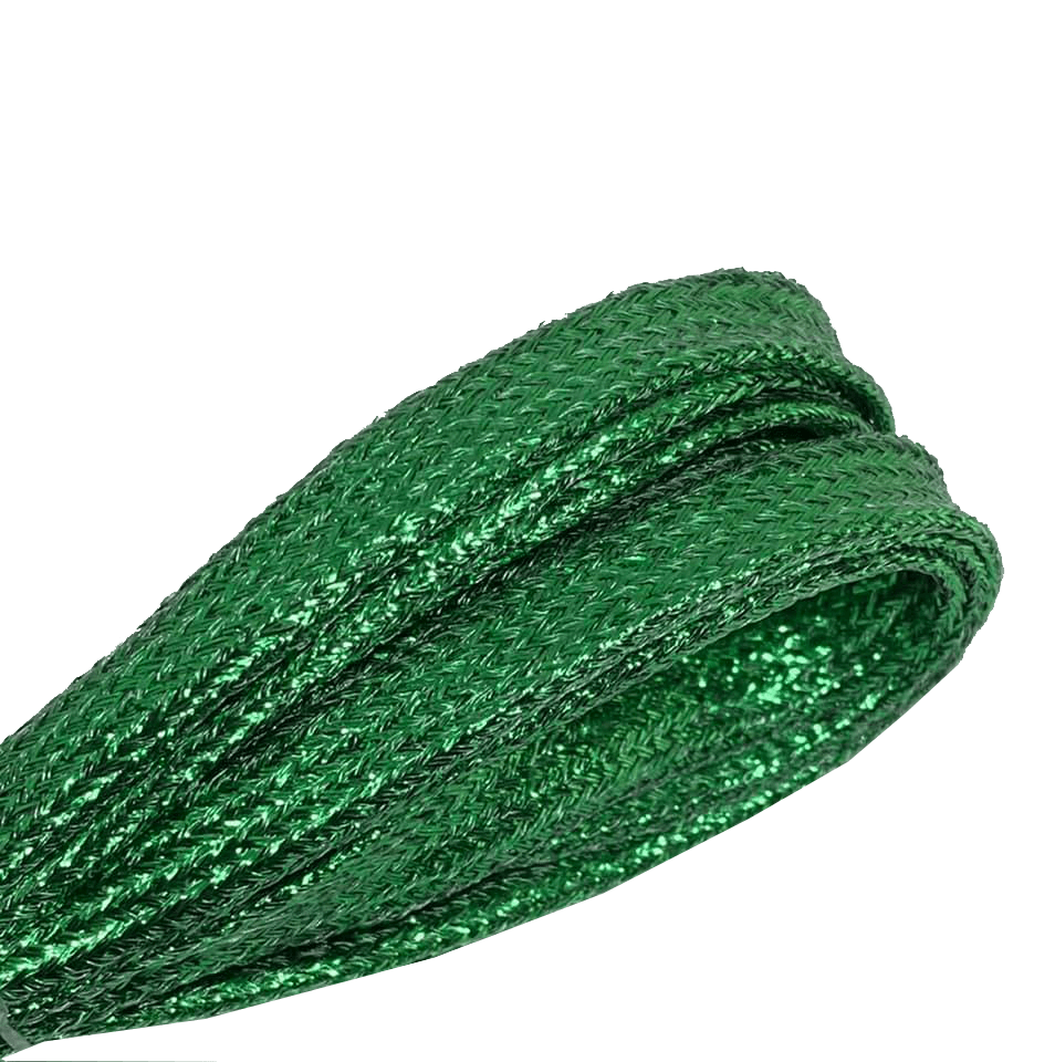 Mint green glittery Lurex flat laces