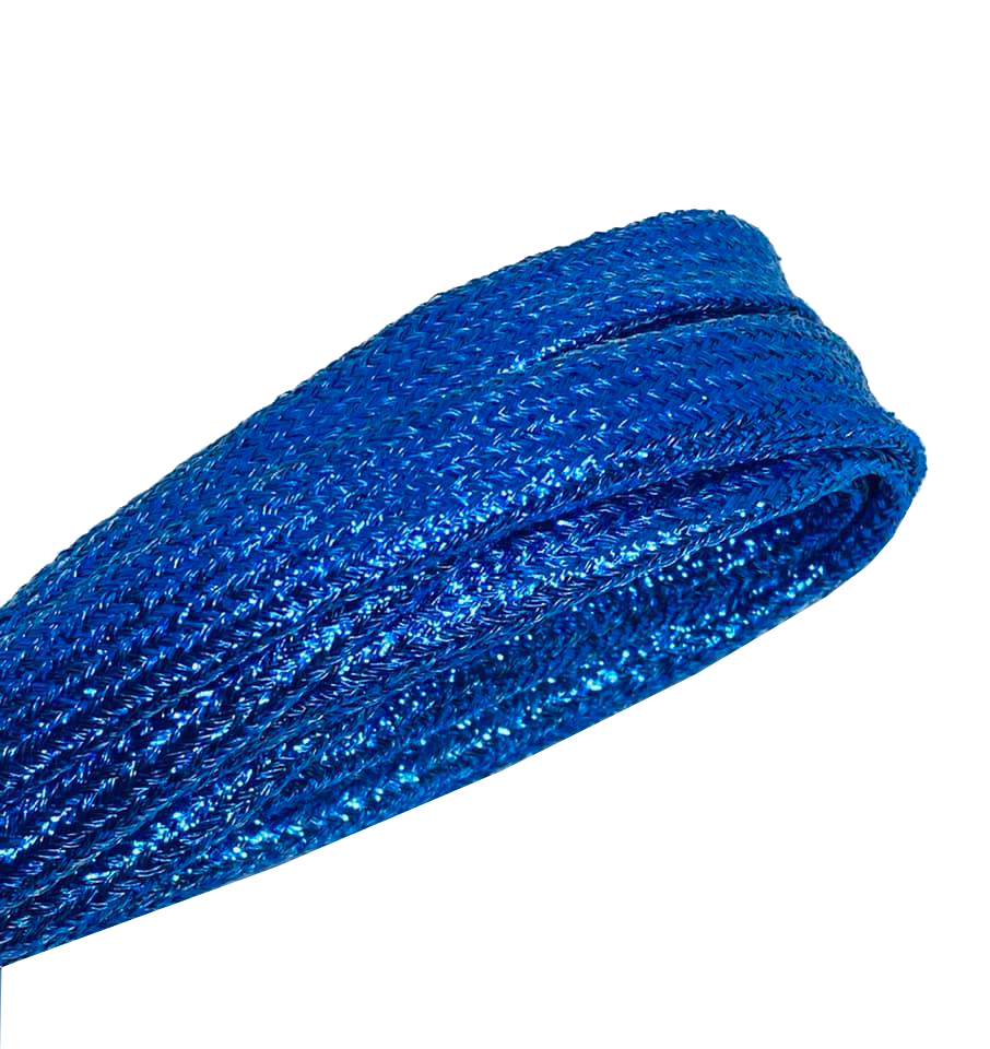 Royal blue glittery Lurex flat laces