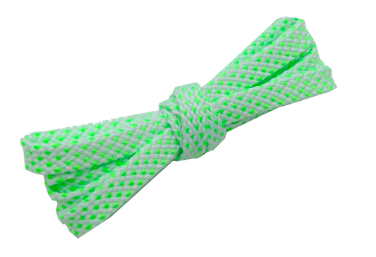 Lacets sports bicolores blanc et vert fluo