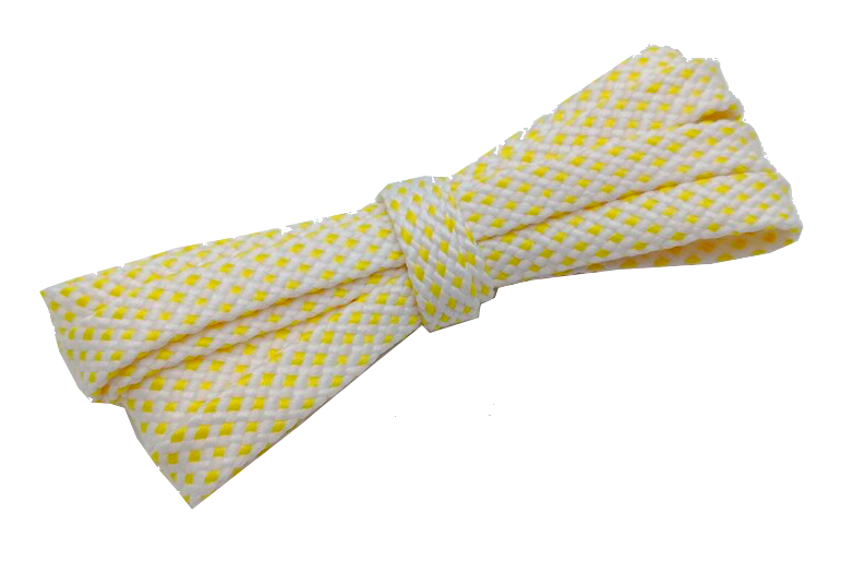 Lacets sports bicolores blanc et jaune poussin