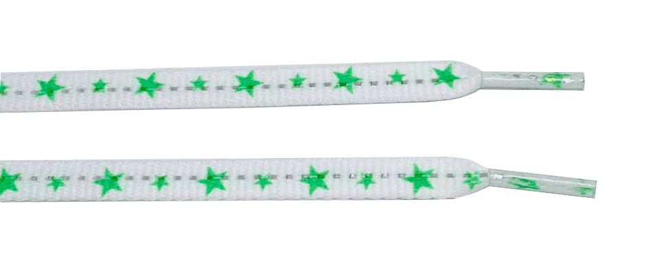 White laces and neon green stars