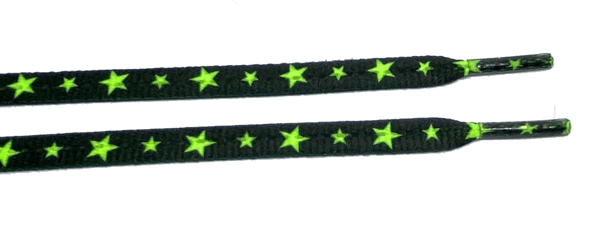 Black laces and neon green stars