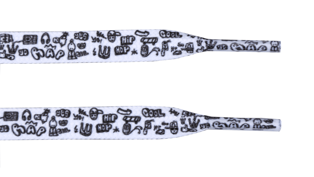 Printed white flat laces - Cool rap