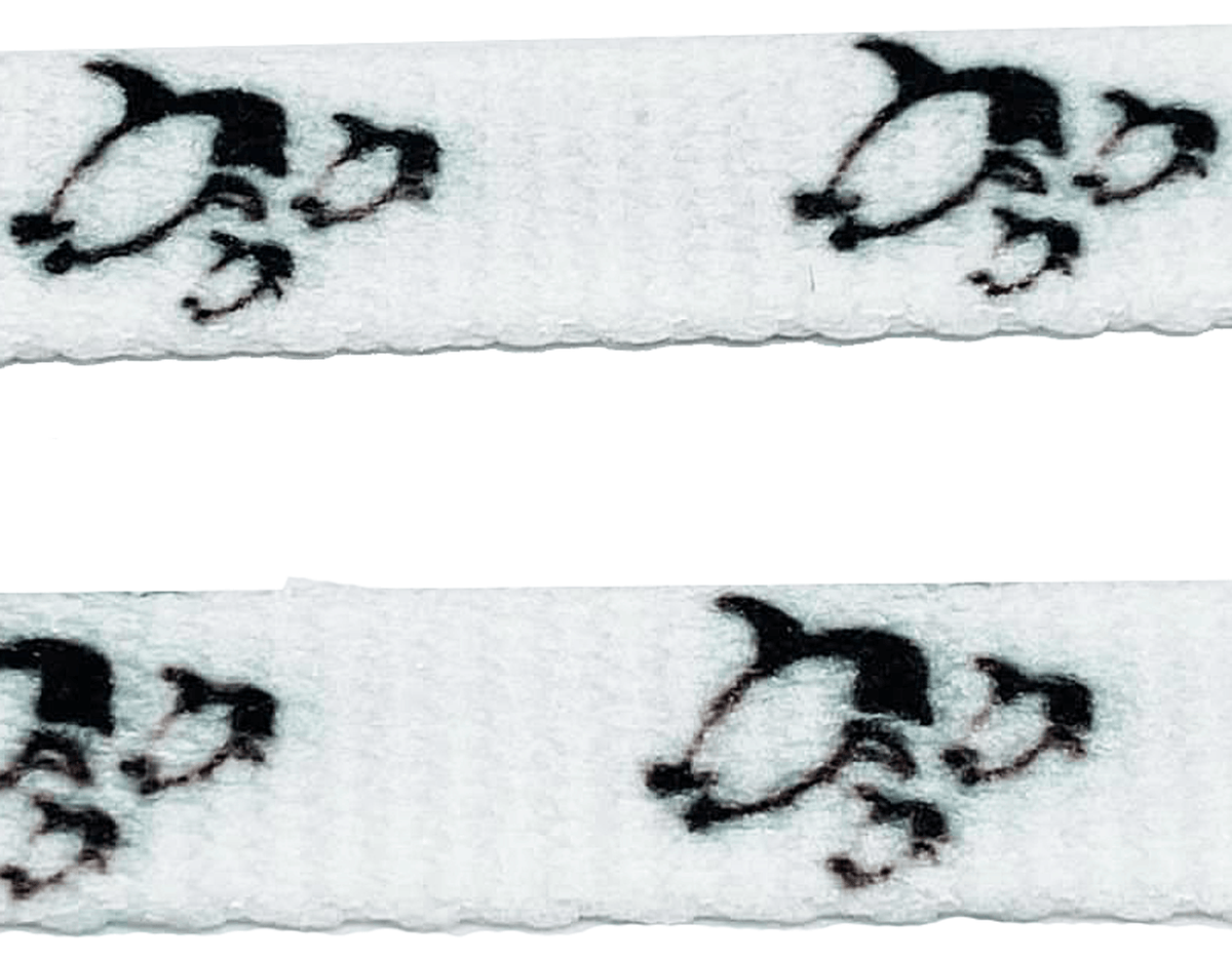 Lacets plats blancs imprimés pingouins