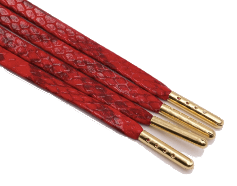 Luxury snakeskin-patterned red flat laces
