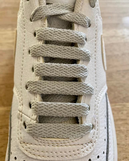 Mouse grey flat laces for sneakers and trainers | CrazyLace