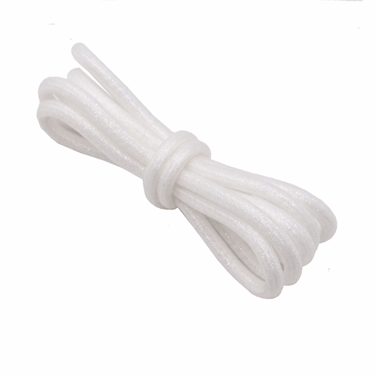 Lacets ronds blanc neige pailletés en Lurex
