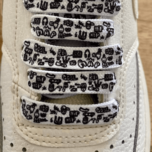 Printed white flat laces - Cool rap