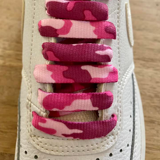 Pink army camouflage laces