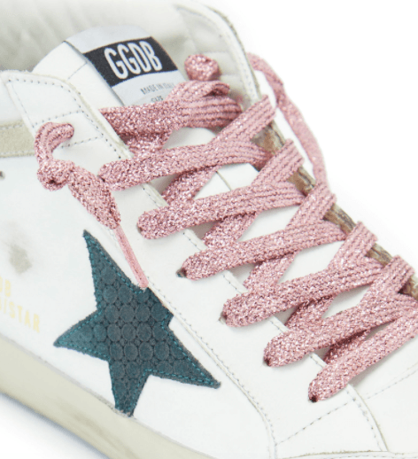 Lacets plats fins à paillettes rose glamour