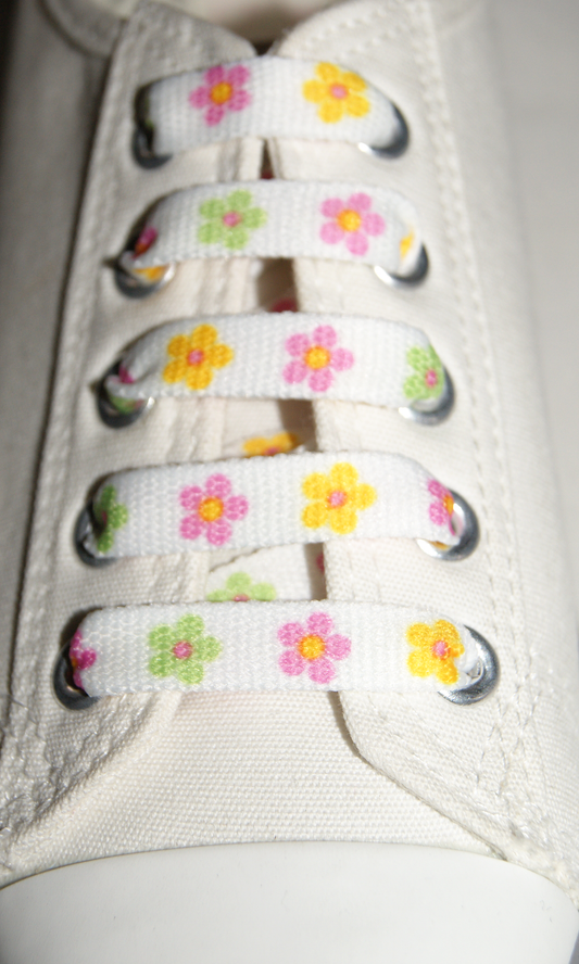 Spring floral print white shoelaces