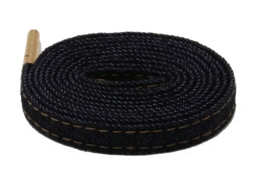Flat black denim jean laces with metal tips