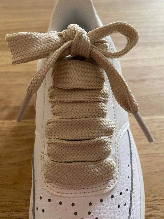 1.8 cm wide flat laces, greige white - Crazylace