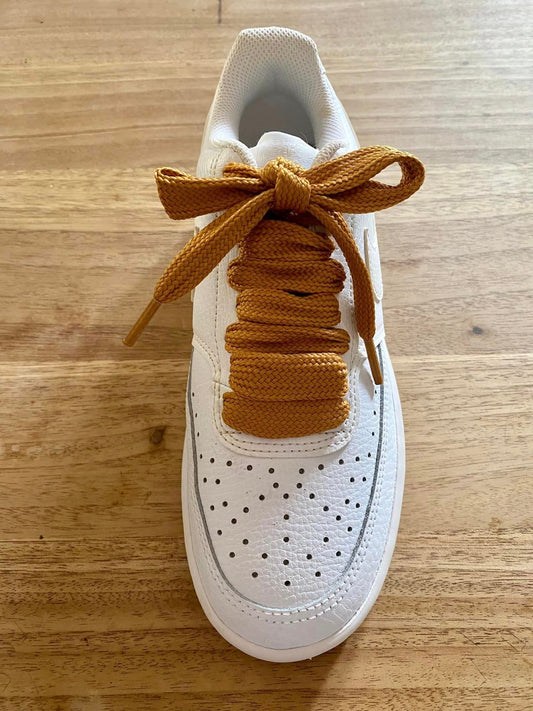 Wide flat laces 1.8 cm Ocher brown - Crazylace
