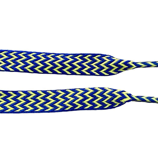 LANVIN-style wide flat neon blue and yellow laces
