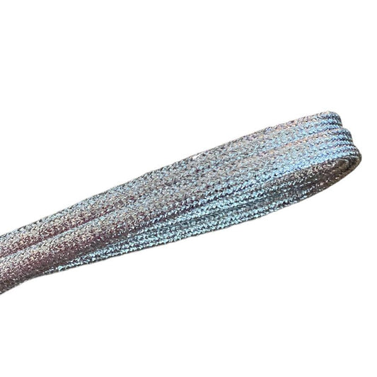 Lacets plats fins à paillettes argentées