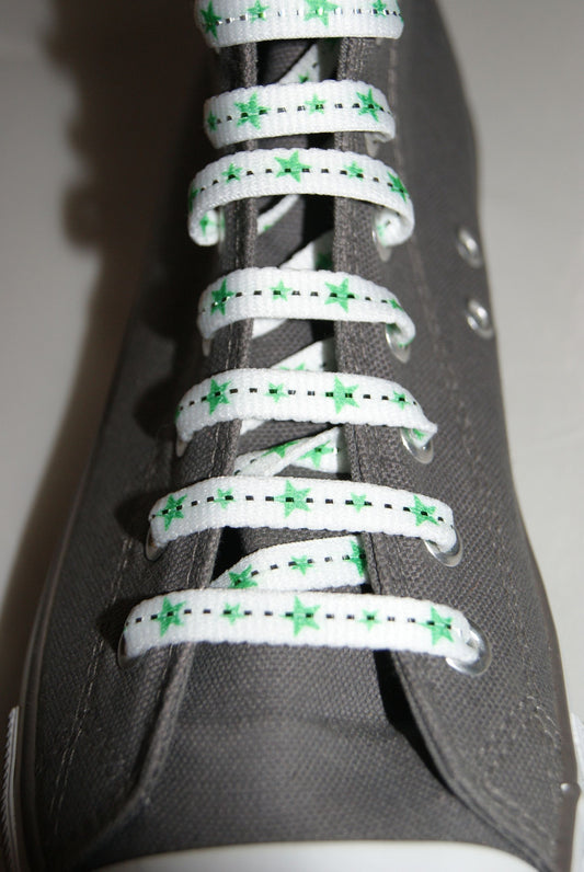 White laces and neon green stars