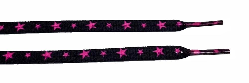 Lacets noirs et étoiles rose fluo