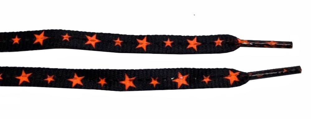 Lacets noirs et étoiles orange fluo