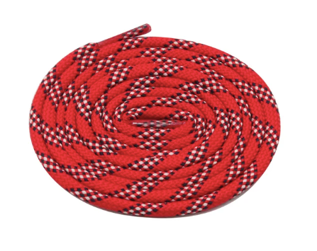 Lacets ronds épais bicolores rouge garance / bleu nuit - Nouveau