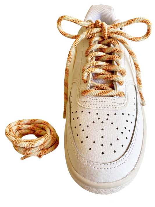 Thick round two-tone beige / apricot laces
