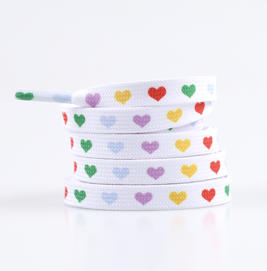 Multicolor heart-pattern flat laces