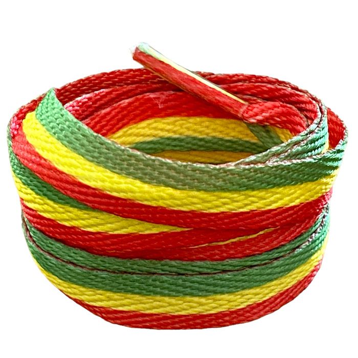 Rasta-colored shoelaces
