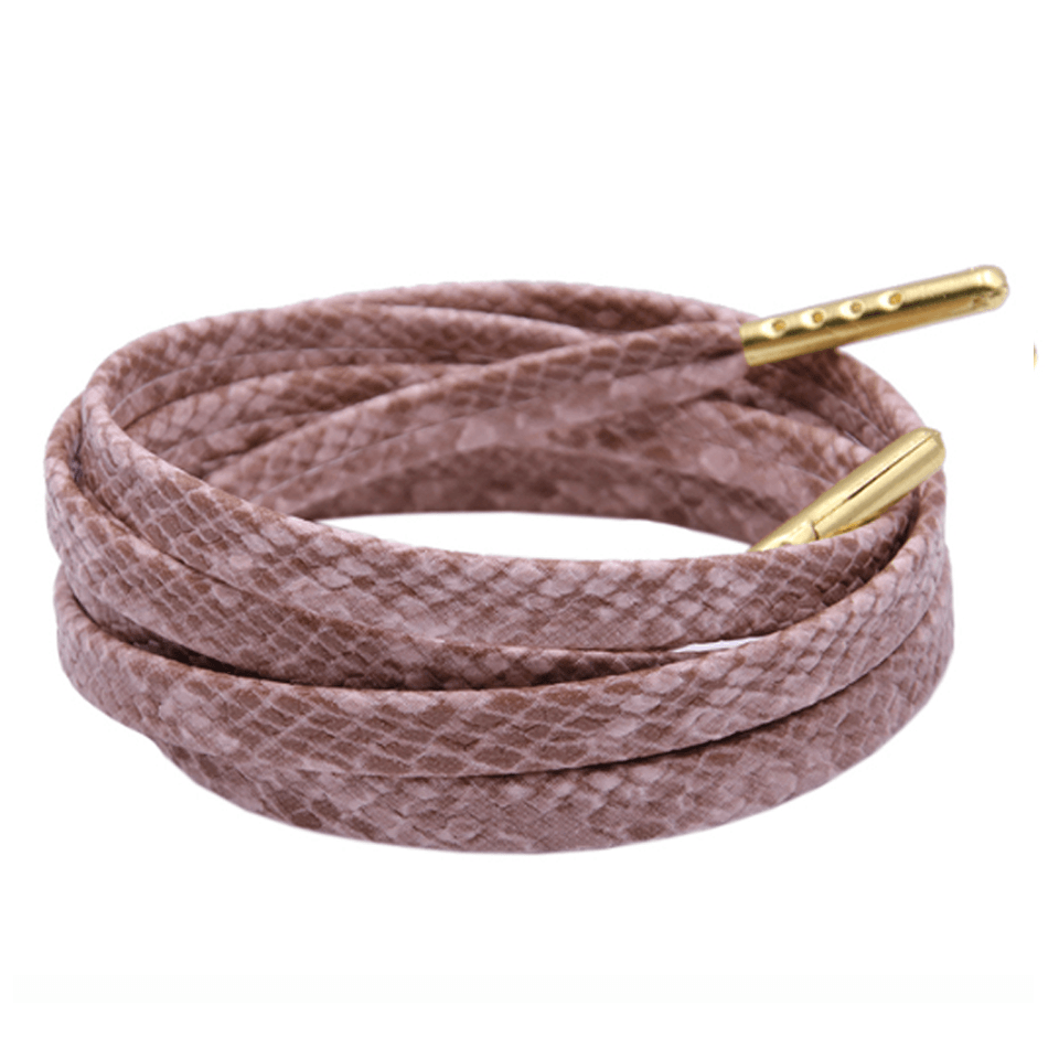 Lacets plats beige rosé marbrés serpent luxe