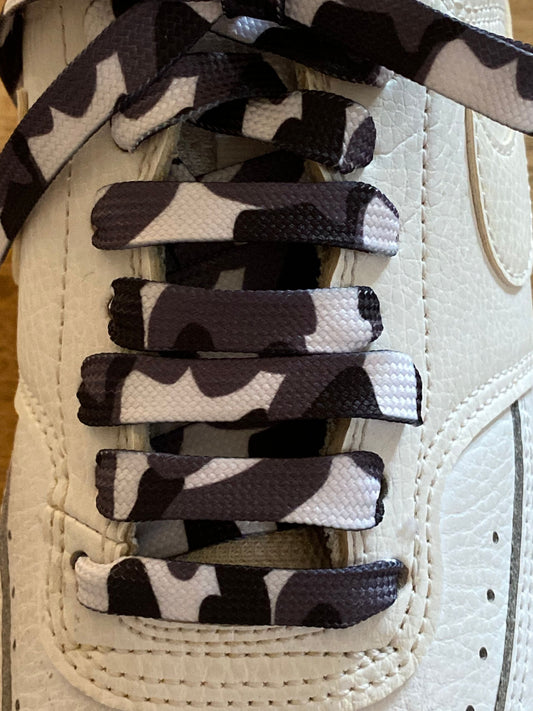 Dark gray SWAT-style camouflage laces