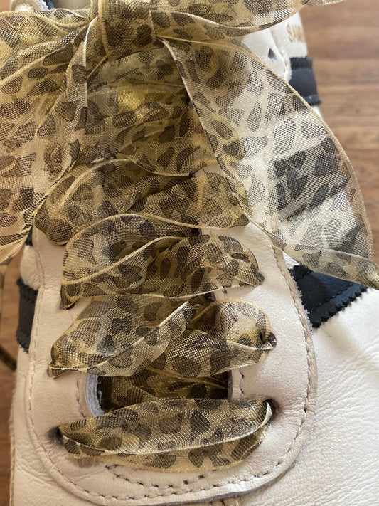 Lacets léopards beige doré en Organza- Hypers larges