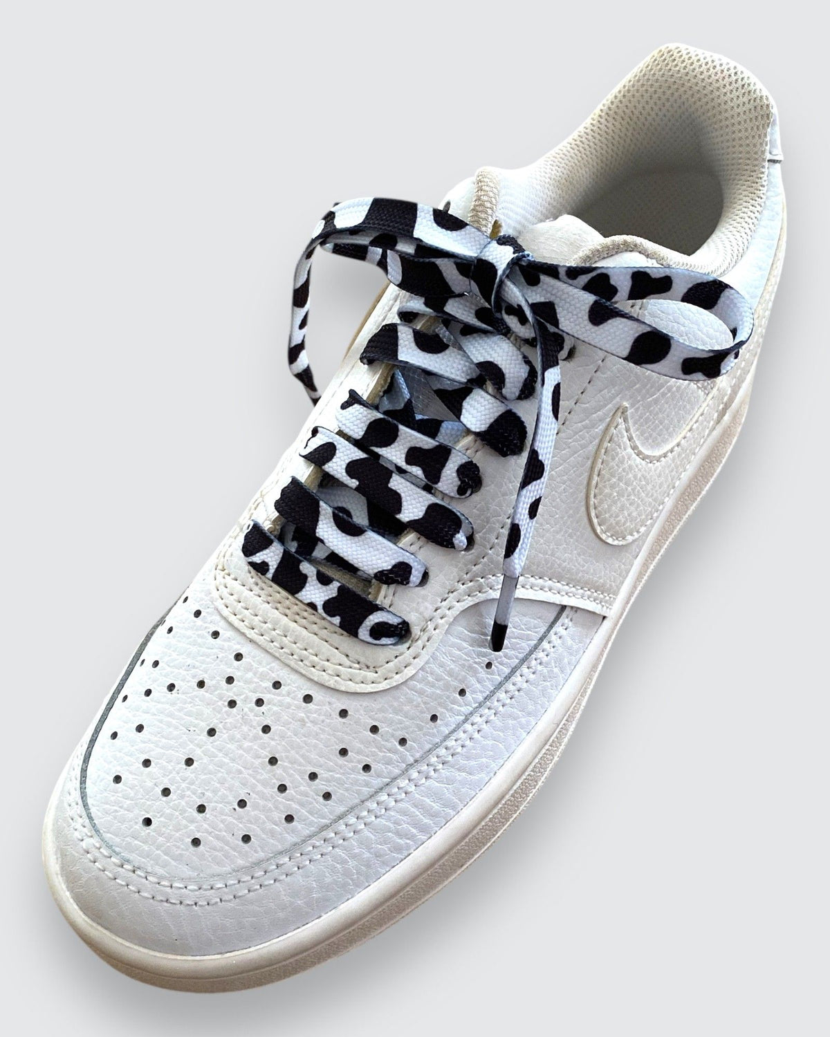 NEW-Lacets Motif Vache Noir & Blanc – Style Cow-Boy - Crazylace