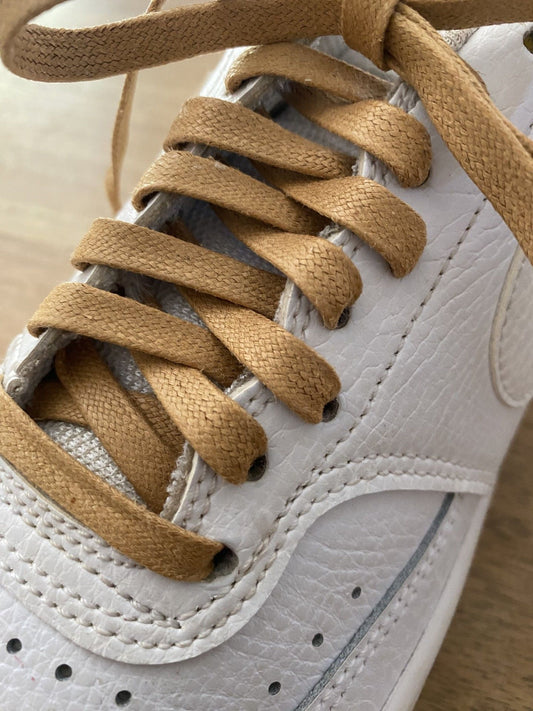 Lacets cirés plats caramel en coton - Pour chaussures et sneakers