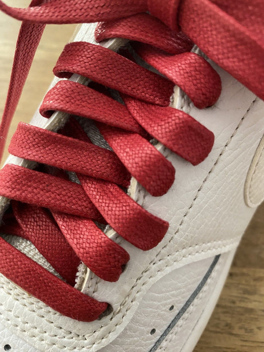 Lacets cirés plats rouges en coton - Pour chaussures et sneakers