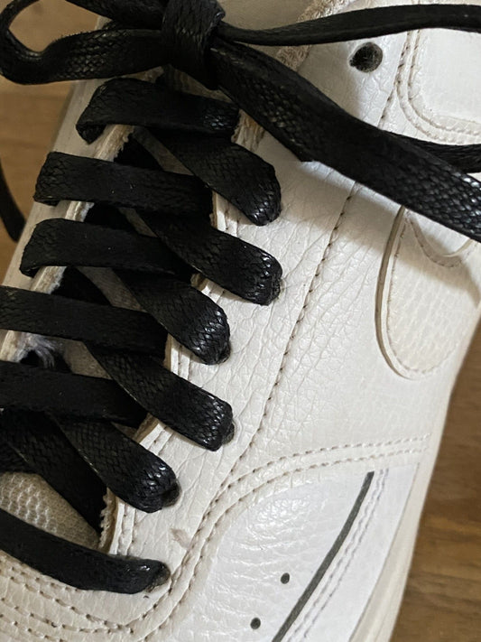 Lacets cirés plats noirs en coton -Pour chaussures et sneakers