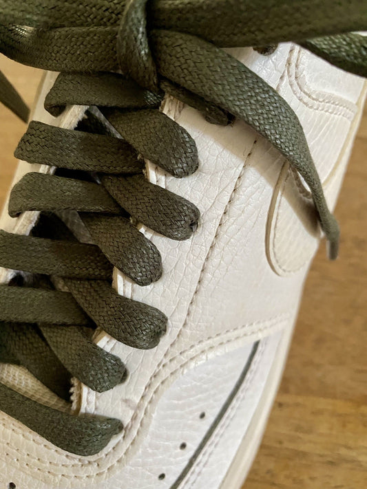 Lacets cirés plats vert kaki en coton - Pour chaussures et sneakers