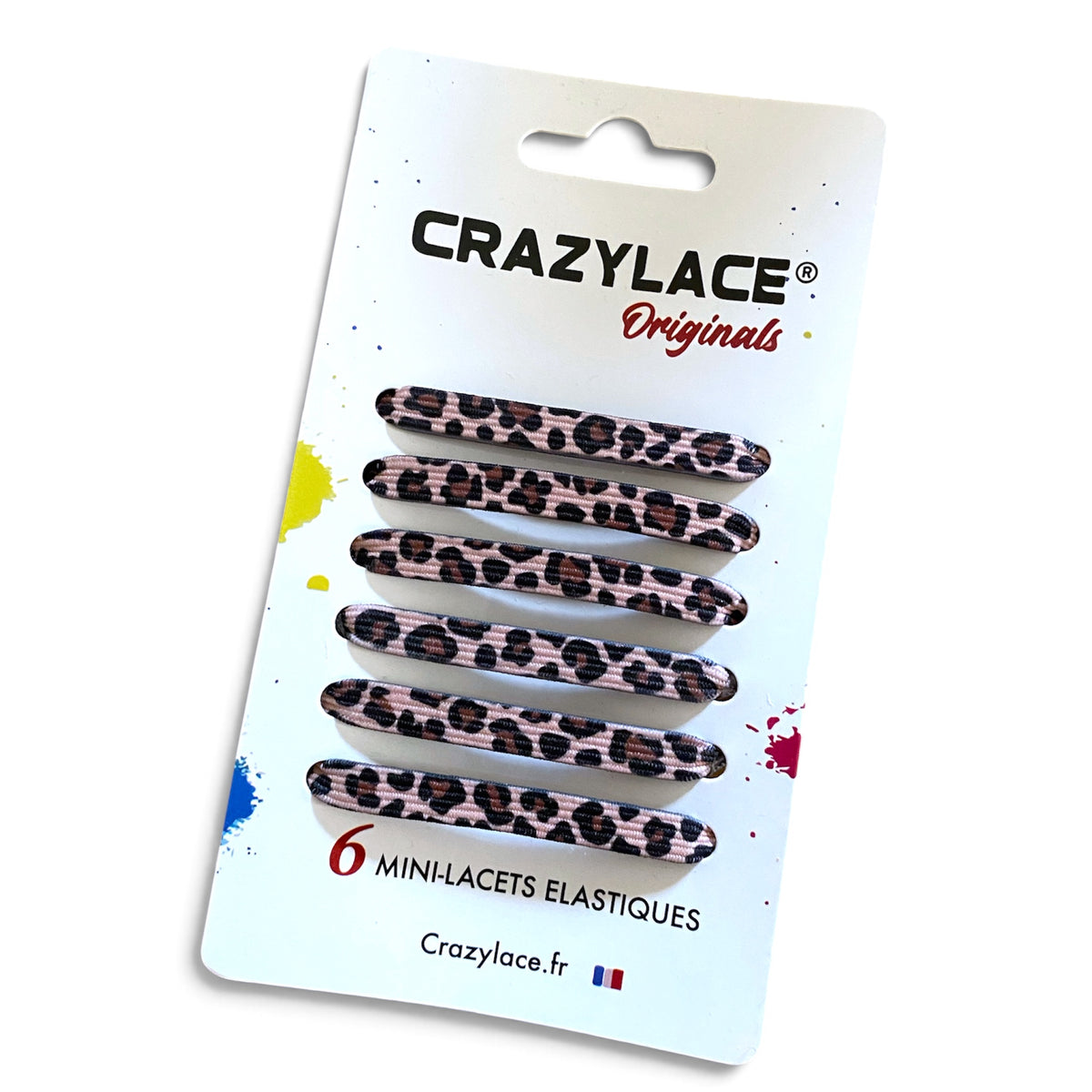 Mini-Lacets élastiques plats imprimé Léopard beige à barrettes – Crazylace France